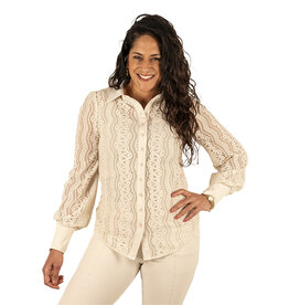 Mi  Piace Lichtbeige kanten blouse van Mi Piace