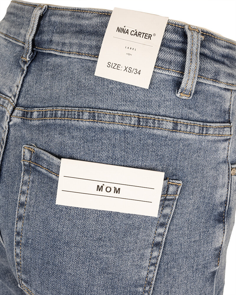 Blue high waist mom jeans van Nina Carter