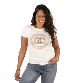 Wit shirt gouden glitter print van Elsa M.