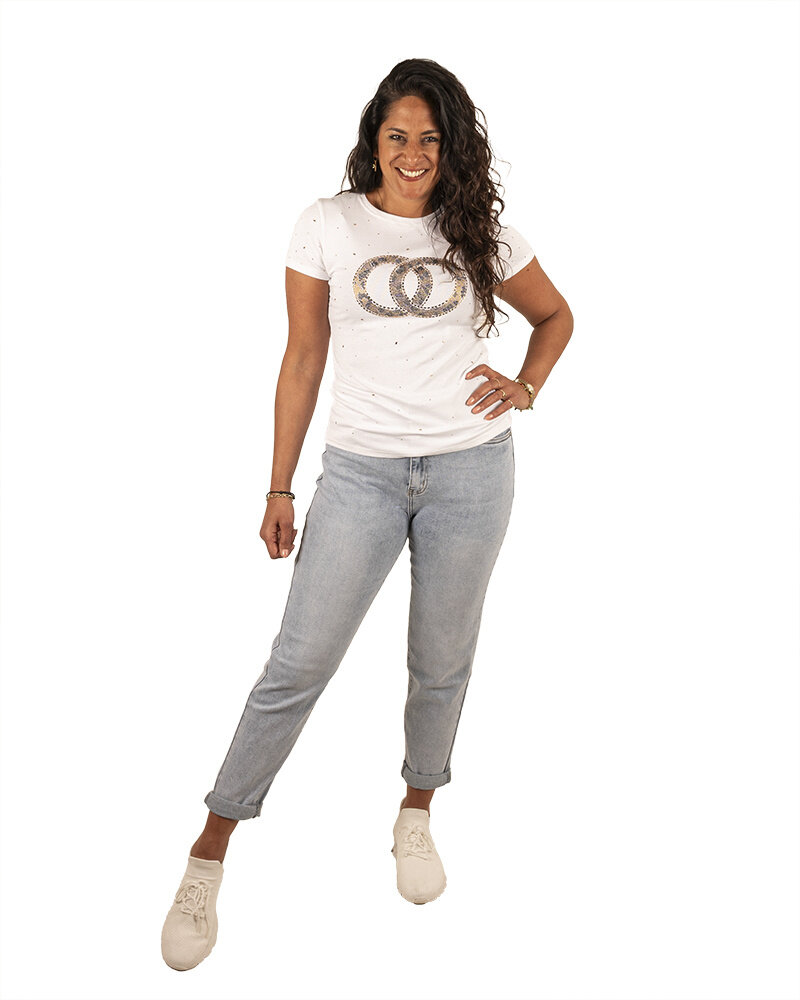 Light blue high waist mom jeans van Nina Carter