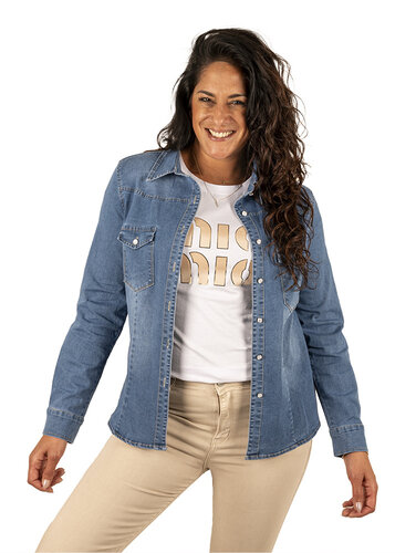 Blauwe jeans blouse