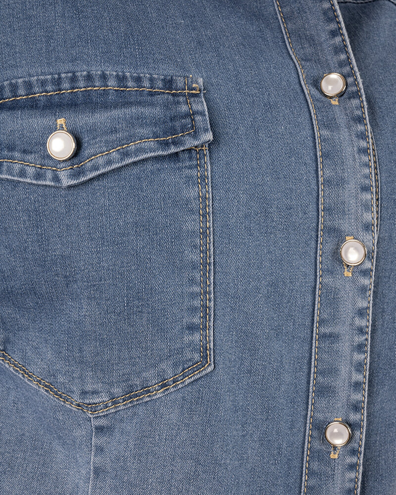 Blauwe jeans blouse van Miss Sister