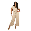 Beige overslag jumpsuit  van Azzurro