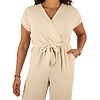Beige overslag jumpsuit  van Azzurro