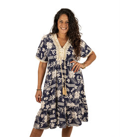 Gemma Ricceri Blauw/beige print jurk van Gemma Ricceri