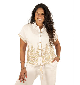 Off-white blouse met borduur km