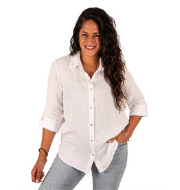 Perla Nera Witte linnen blouse van Perla Nera