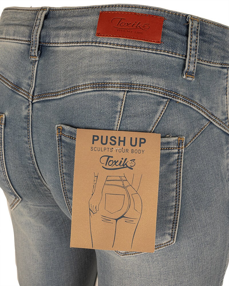 Mid blue push-up skinny jeans  van Toxik