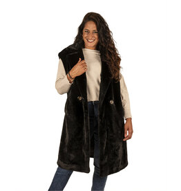 Zwarte faux fur lange bodywarmer