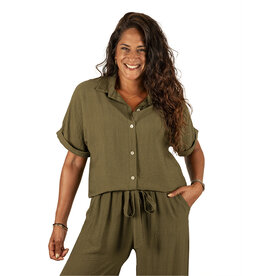 El-Vita Groene blouse korte mouw