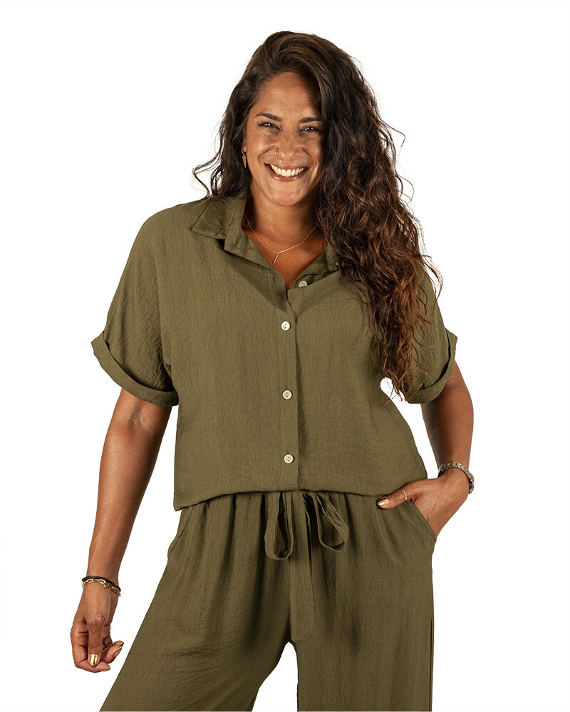 Groene blouse korte mouw van El-Vita