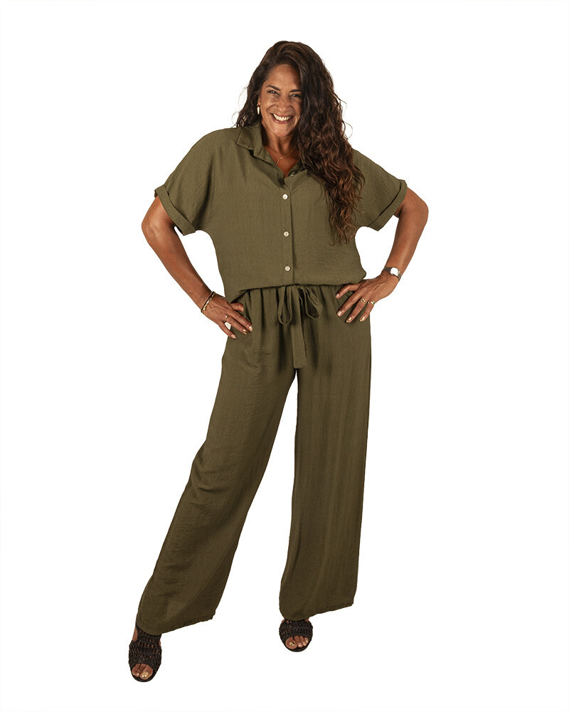 Groene blouse korte mouw van El-Vita