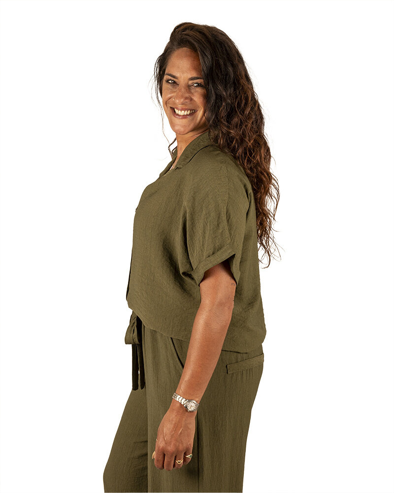 Groene blouse korte mouw van El-Vita