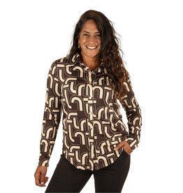 Bruin/beige print blouse van By Swan