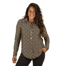 Zwart/grijs/beige print blouse van By Swan