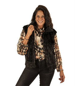 Zwarte faux fur bodywarmer