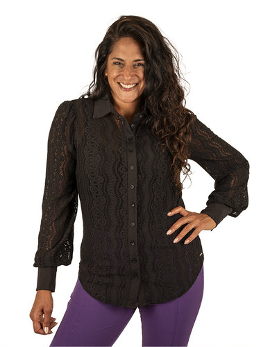 Mi  Piace Zwarte kanten blouse van Mi Piace