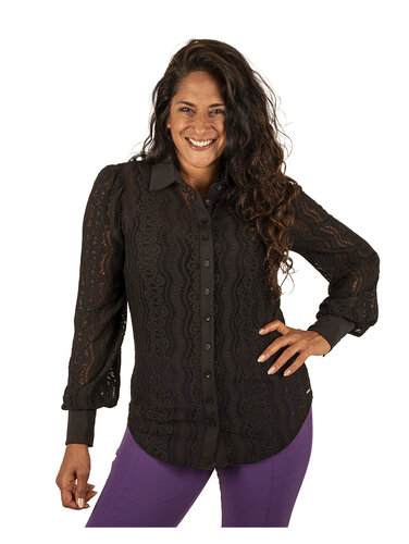 Mi  Piace Zwarte kanten blouse van Mi Piace