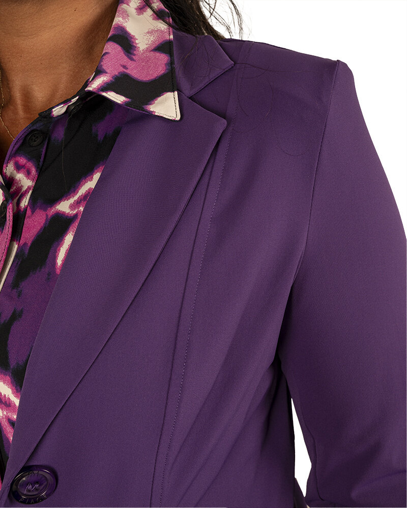 Paarse travelstof blazer van Mi Piace