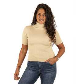 Beige glitter shirt met col