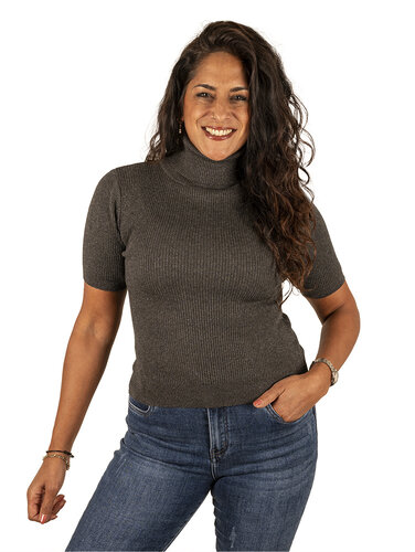 Grijs glitter shirt met col