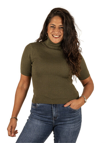 Groen glitter shirt met col