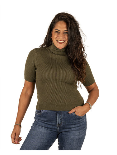 Groen glitter shirt met col