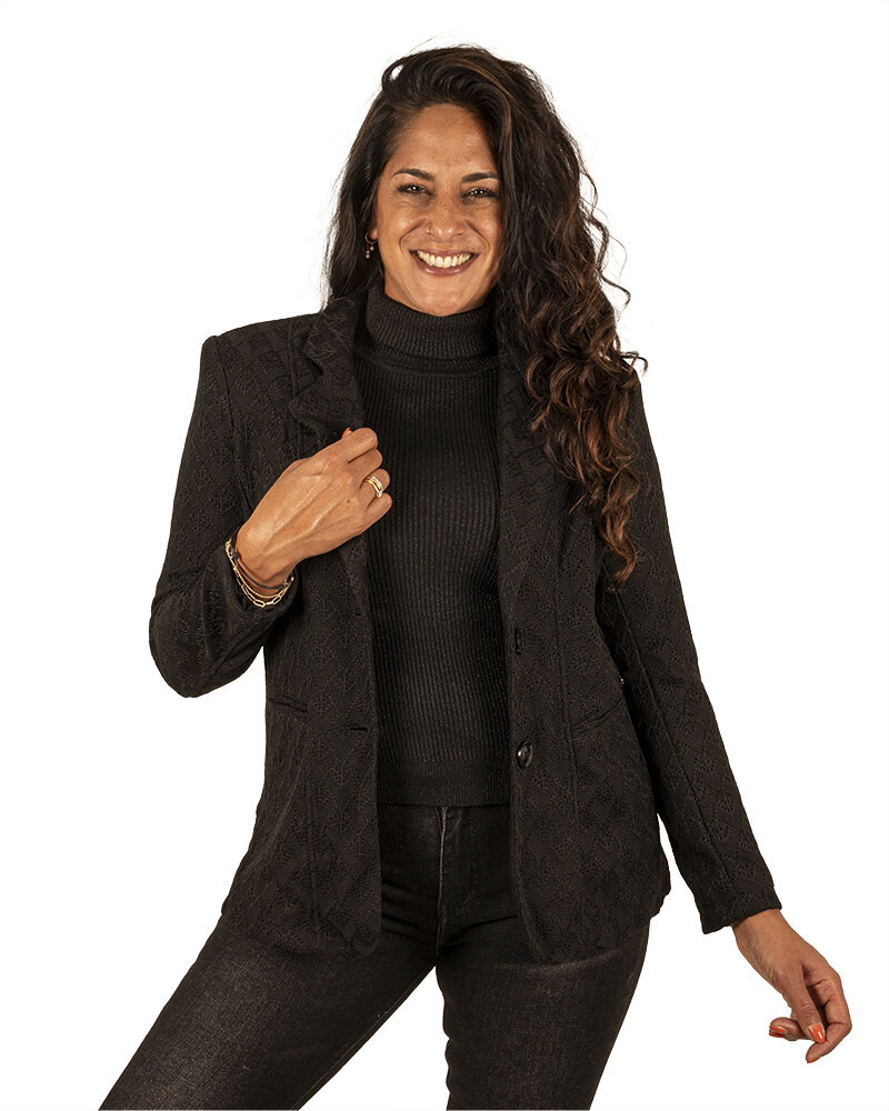 Zwarte kanten blazer van Mi Piace