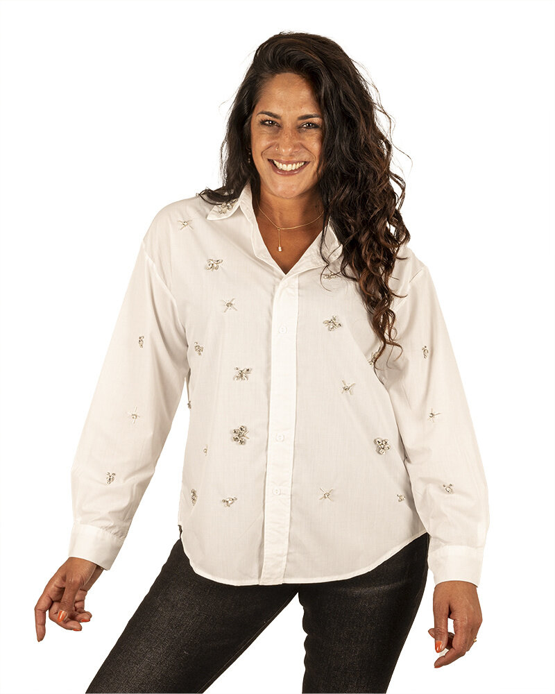 Witte blouse strass van Jasmine