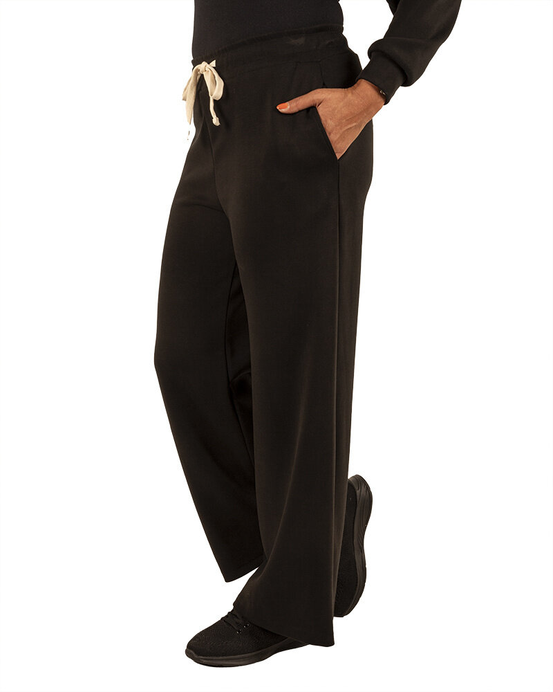 Zwarte jogpantalon met wijde pijp van Mooij