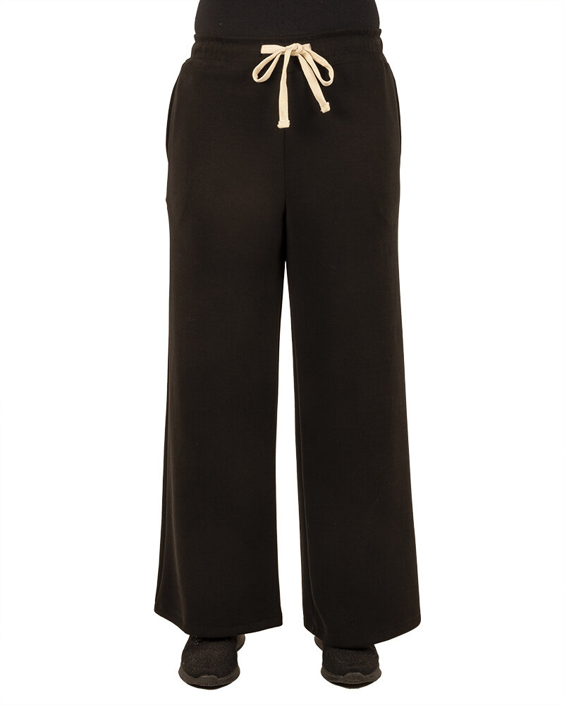 Zwarte jogpantalon met wijde pijp van Mooij