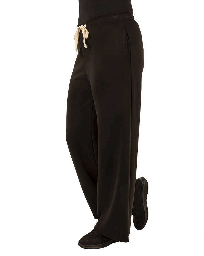 Zwarte jogpantalon met wijde pijp van Mooij