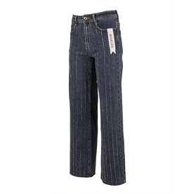 Blue wide leg jeans strass