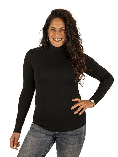 Zwarte fijnbreide trui met col van CC Fashion