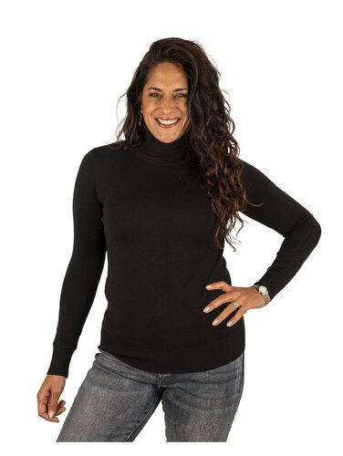 Zwarte fijnbreide trui met col van CC Fashion