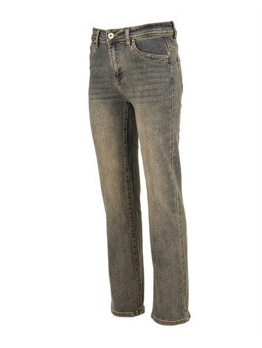 Yellow blue high rise straight jeans van Norfy