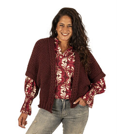 Ambika Bordeaux grofgebreid vest van Ambika