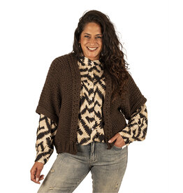 Ambika Donkerbruin grofgebreid vest van Ambika
