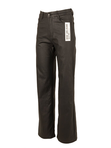 Hello Miss Zwarte wax wide leg jeans van Hello Miss