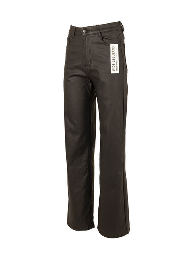 Hello Miss Zwarte wax wide leg jeans van Hello Miss