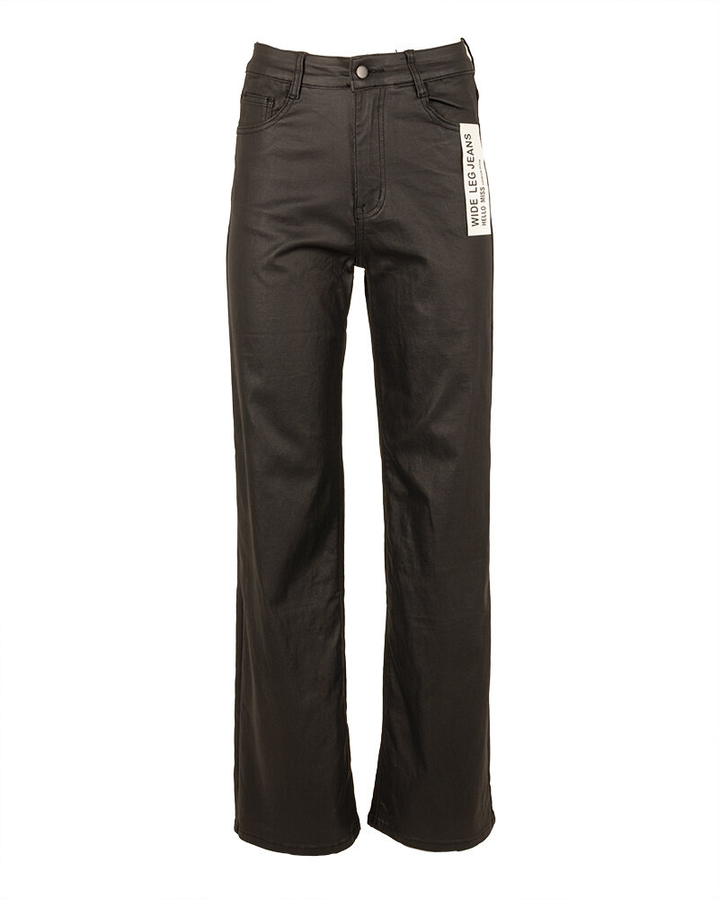 Zwarte wax wide leg jeans van Hello Miss