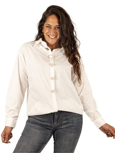Witte blouse gekleurde knopen