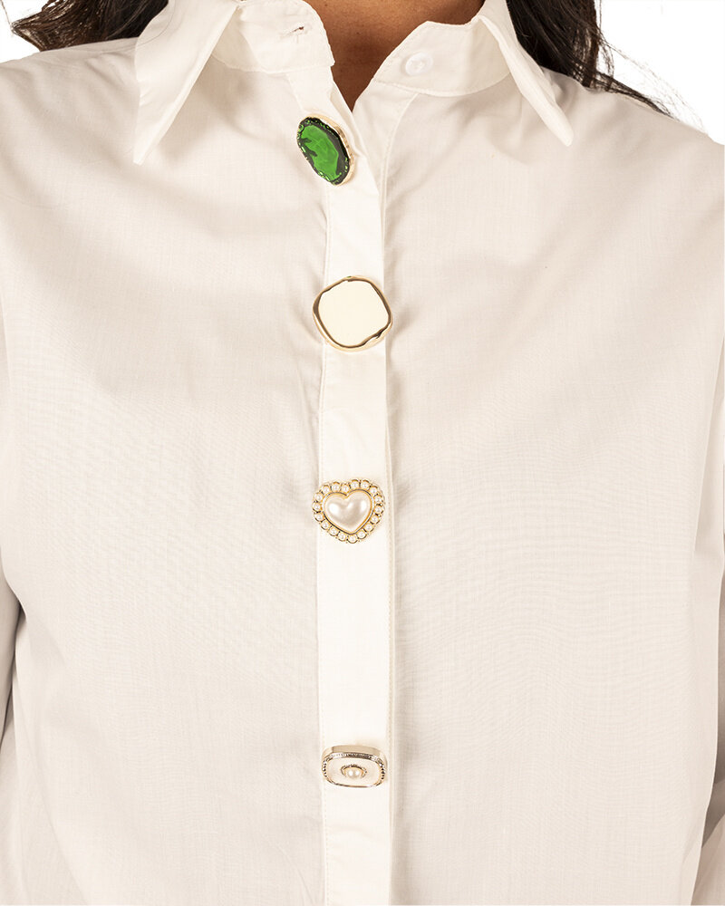 Witte blouse gekleurde knopen van Jasmine