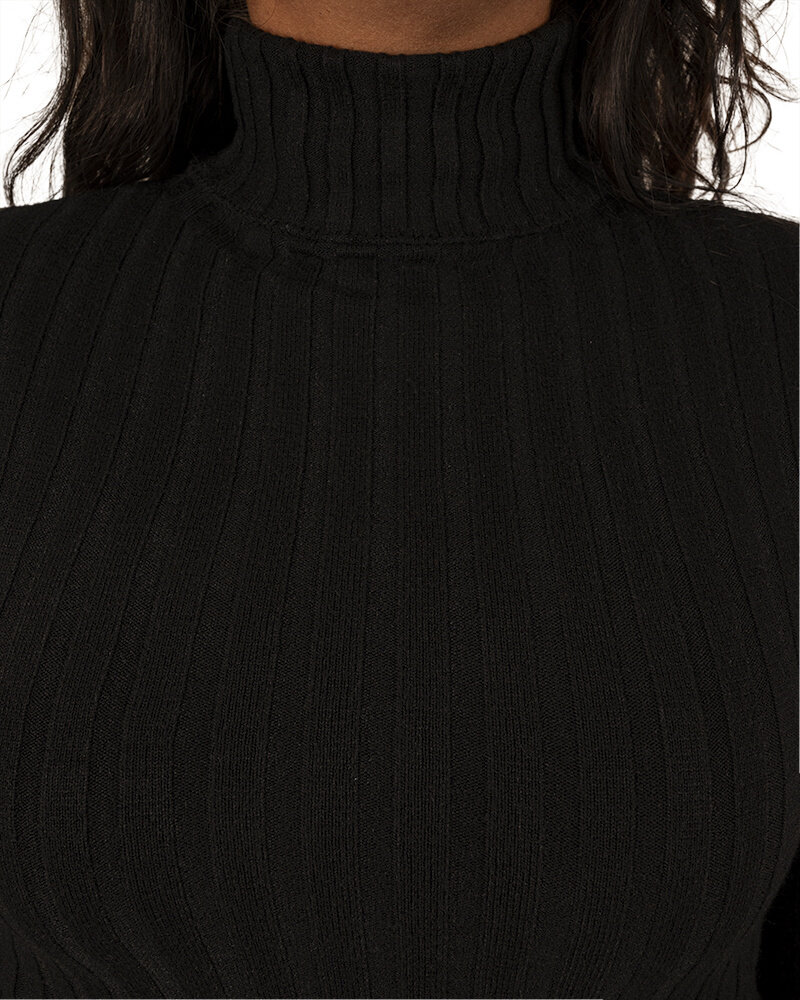 Zwarte ribgebreide trui met col van Willy-Z