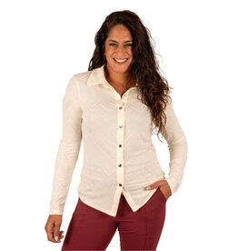 Beige V-print blouse van By Swan