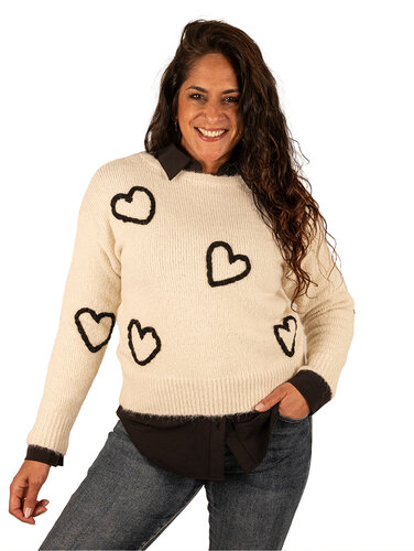 Beige trui hartjes van Ciao Milano