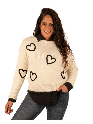 Beige trui hartjes van Ciao Milano