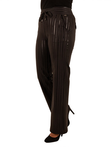 Mi  Piace Travelstof pantalon  met glanzende strepen