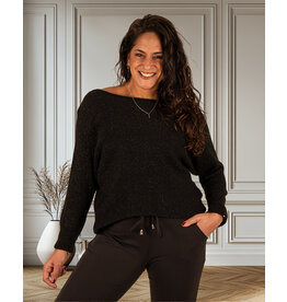 Zwarte trui glitter met strik