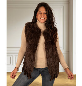 Donkerbruine faux fur bodywarmer